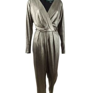 Once-worn gold/gunmetal Ralph Lauren jumpsuit, size 8.